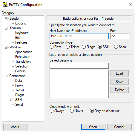 GUI of putty