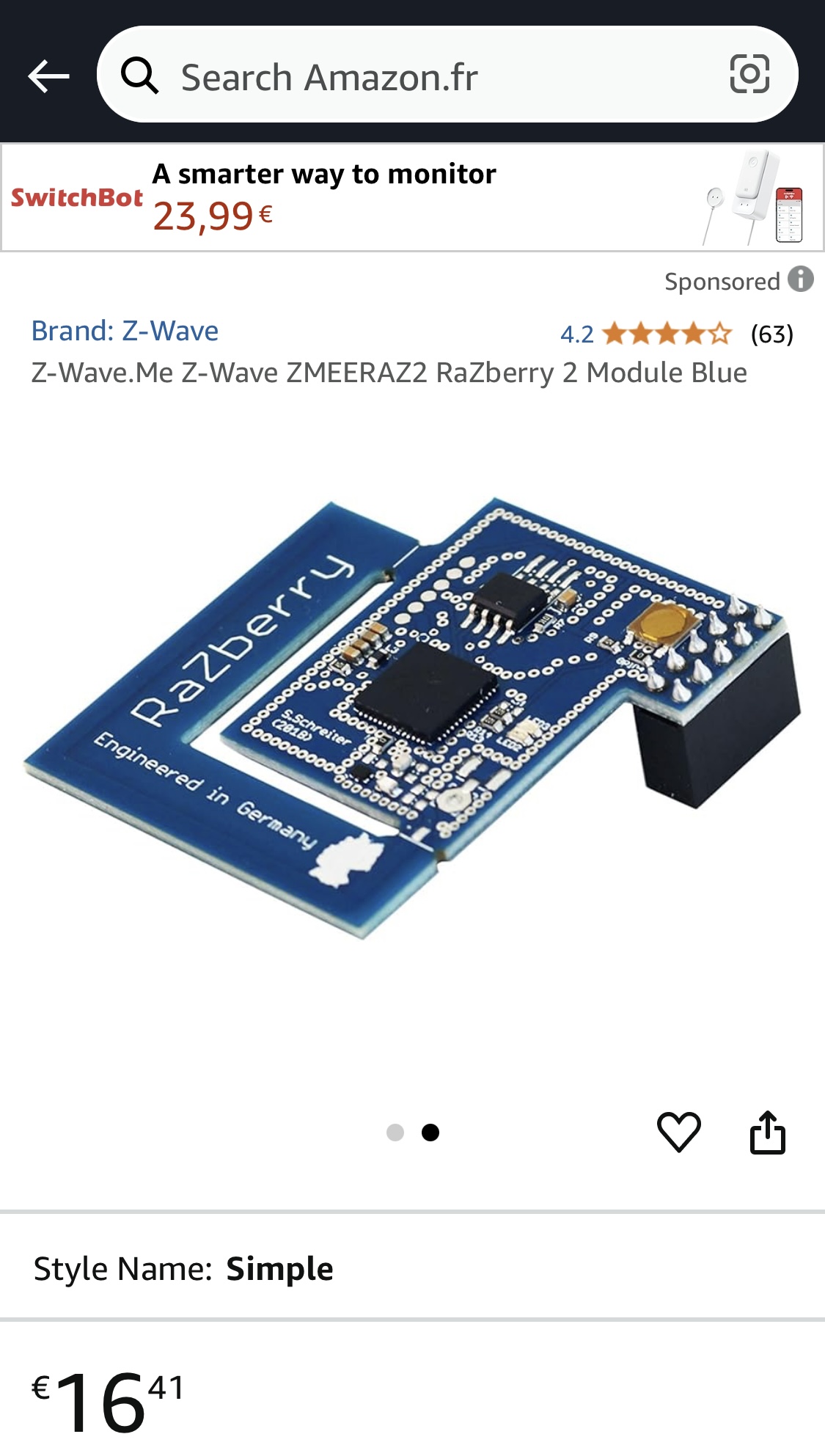 For sale on Amazon.fr